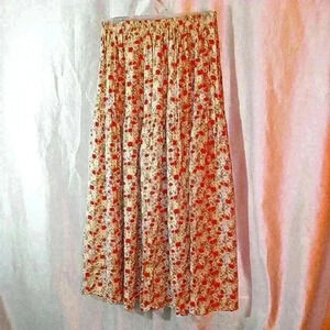 Vintage cottage core floral print elastic waisted skirt